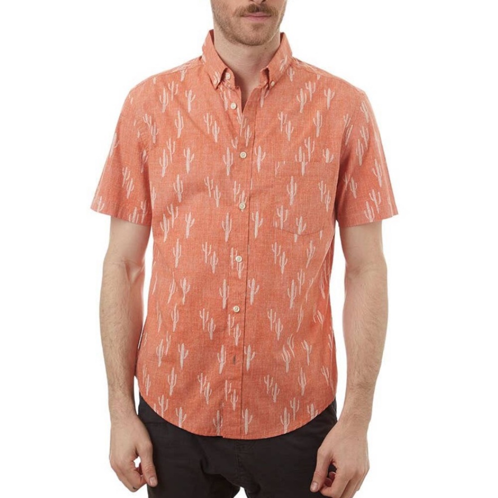 Men’s cactus button down short sleeve shirt